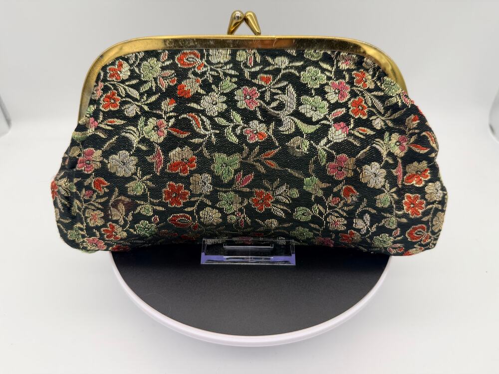 Vintage 1960s Floral Tapestry Handbag - Mid-Century Carpet Bag